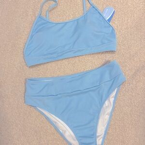 HILINKER Baby-blue Two Piece Swimsuit